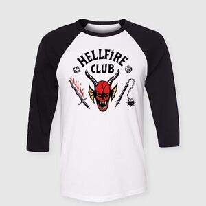 NETFLIX Stranger Things MEDIUM Hellfire 3/4 GREY  sleeved club shirt